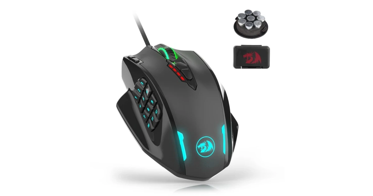 Redragon M908 Impact RGB LED MMO Gaming Mouse with 12 Side Buttons, Optical Wired Ergonomic Mouse with Max 12,400DPI, High Precision, 18 Programmable Macro Shortcuts, Comfort Grip