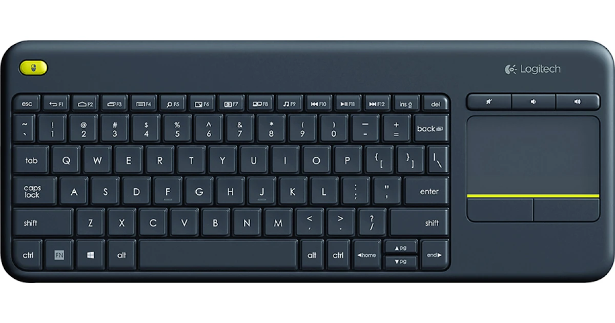 Logitech K400 Plus Wireless Touch With Easy Media Control & Built-in Touchpad HTPC Keyboard for PC-connected TV, Windows, Android, Chrome OS, Laptop, Tablet - Black