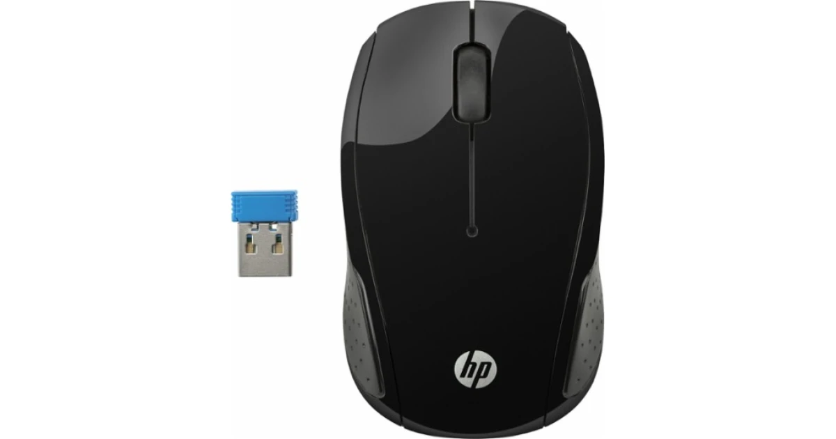 HP 200 USB Wireless Mouse with 1000 DPI Optical Sensor 2.4 GHz Wireless Cconnectivity Ambidextrous Design - Black