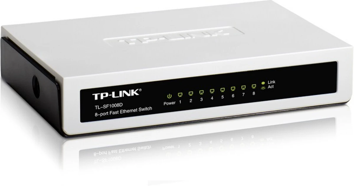 TP-Link 8 Port 10/100Mbps Desktop Ethernet Splitter Plug and Play Fanless Quiet - White
